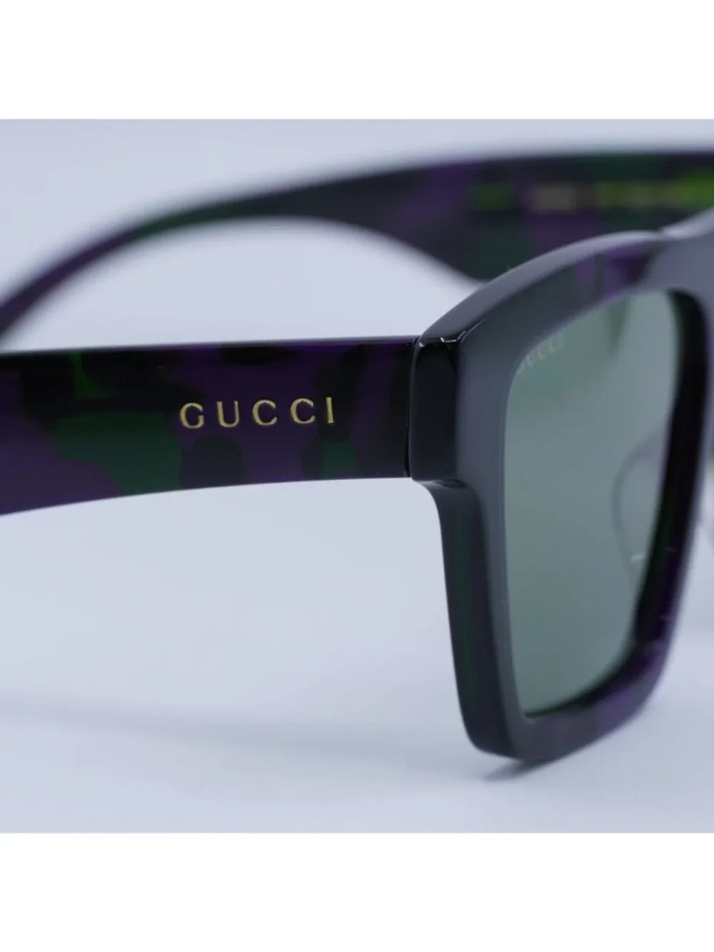 Gucci GG0962S 014 Sunglasses Purple Square Frame, Green Lenses